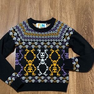Kids Fun.com Black Sweater with Skull Pattern